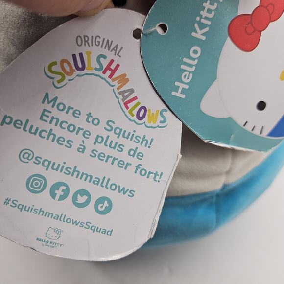 Squishmallows Hello Kitty w/ Blue Shorts (14 Inches) Preloved W/ Tag - Picture 3 of 8